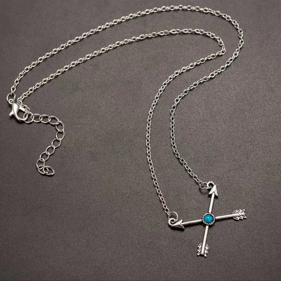 2/$10 NEW! Boho Vintage Love Cross Arrow Necklace Summer Pendant Beach Turquoise - Picture 2 of 6